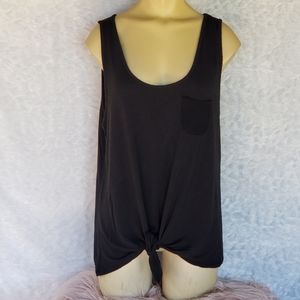 Black Tie Front Tank Top